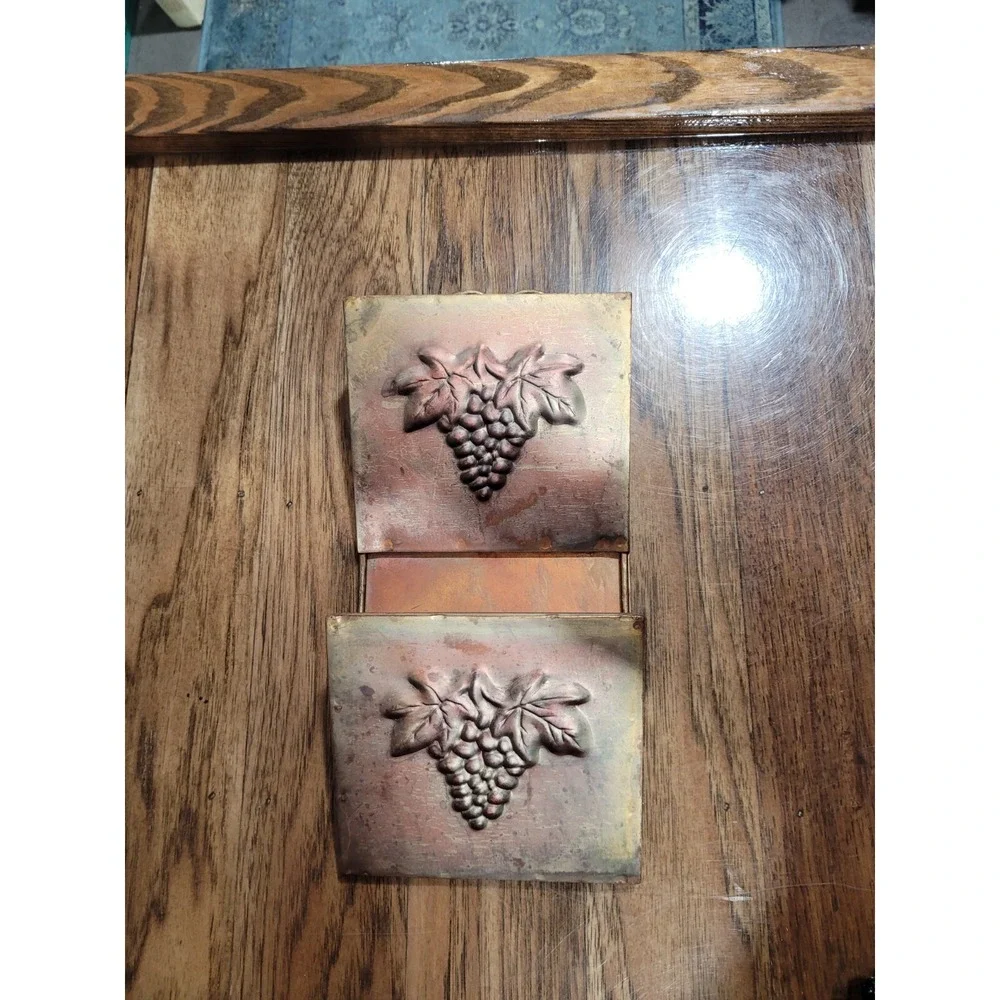 VTG Copper Mail Holder Embossed with Grape Design